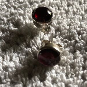 Garnet Cabochon Earrings